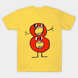 Monster Number 8 in red - happy eighth birthday! T-Shirt